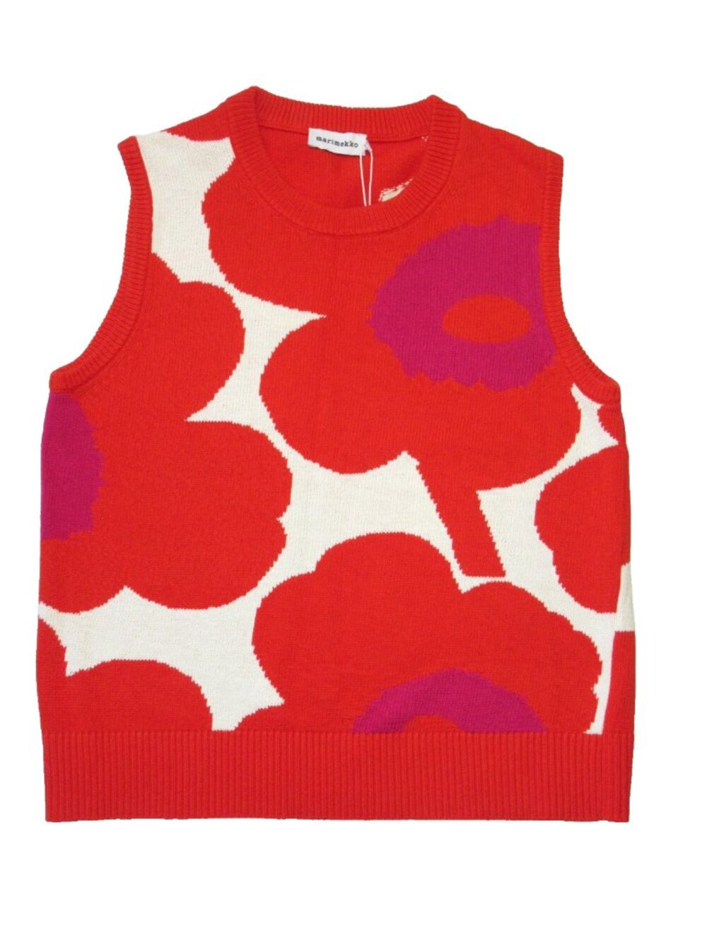 NWT Marimekko Pioneeri Unikko Sleeveless Floral Cotton Knit Sweater Vest M - Picture 4 of 8